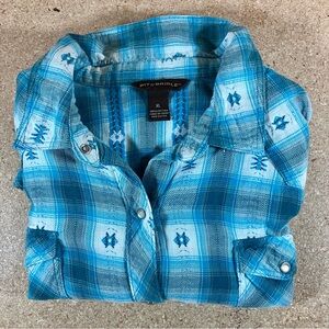 Bit & Bridle Pearl Snap Long Sleeve Plaid Classic Flannel Women's Shirt Size XL